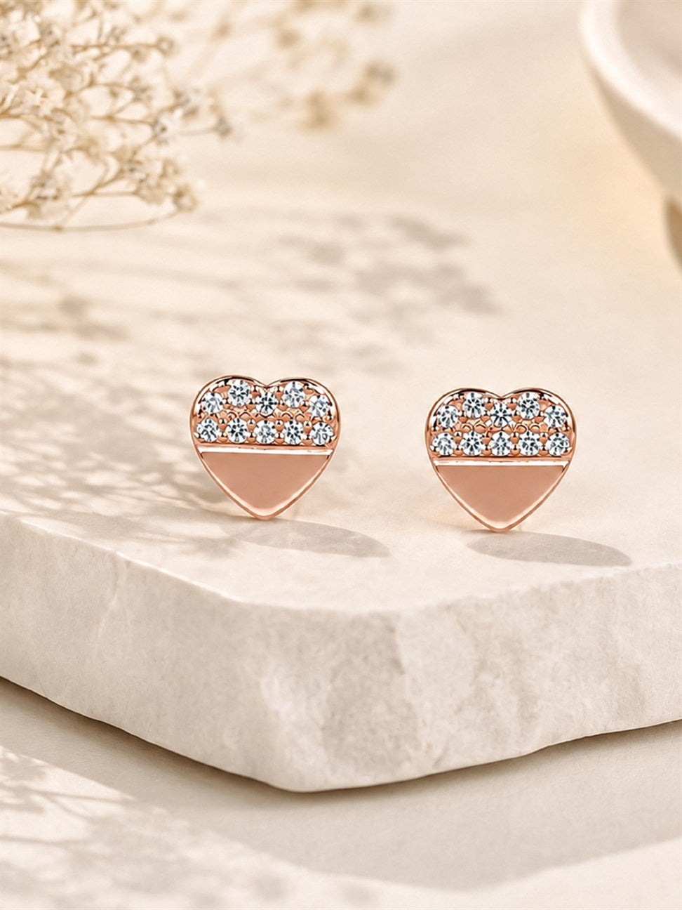 Rose Gold Triangle Stud Earrings