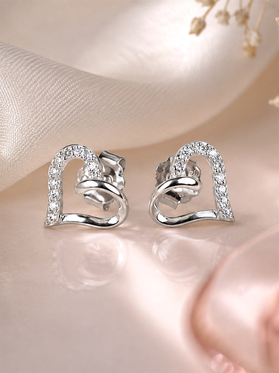 Silver Heart Dangle Earrings