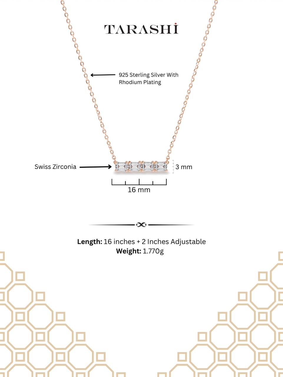 Rose Gold Triple Emerald-Cut Necklace