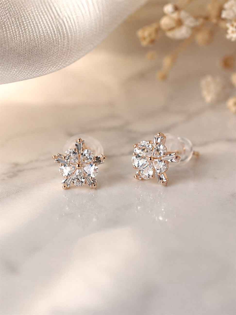 Rose Gold Starburst Stud Earrings