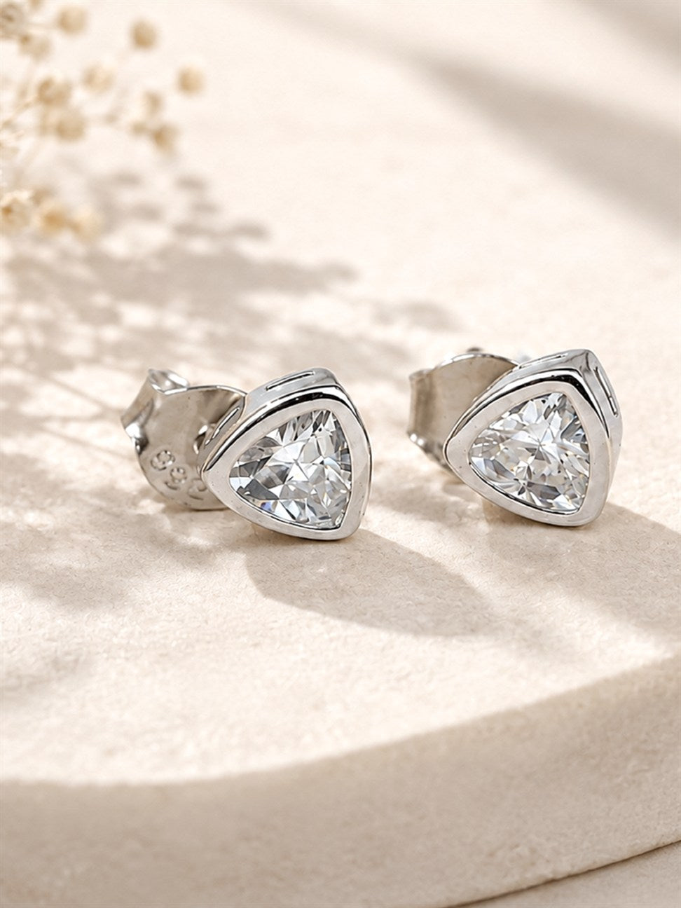 Silver Solitaire Stud Earrings