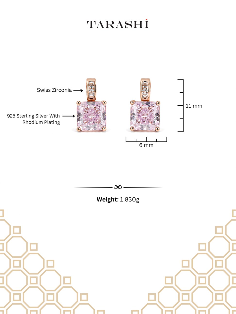 Rose Gold Pink Stone Stud Earrings