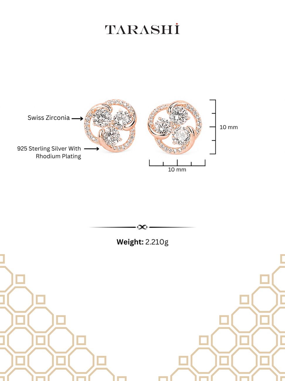Rose Gold Round Halo Stud Earrings