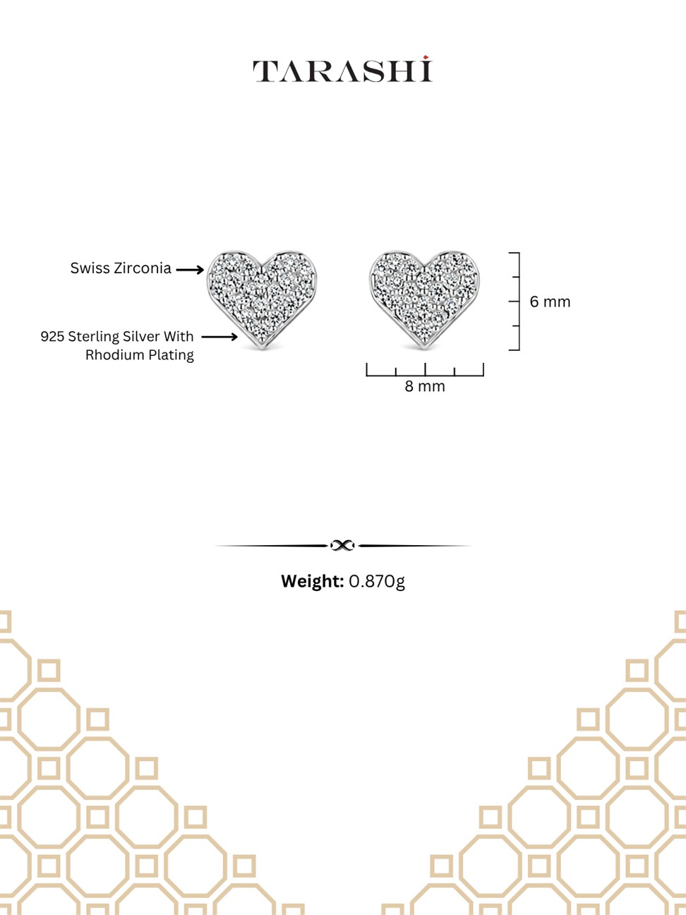 Silver Pave Heart Stud Earrings