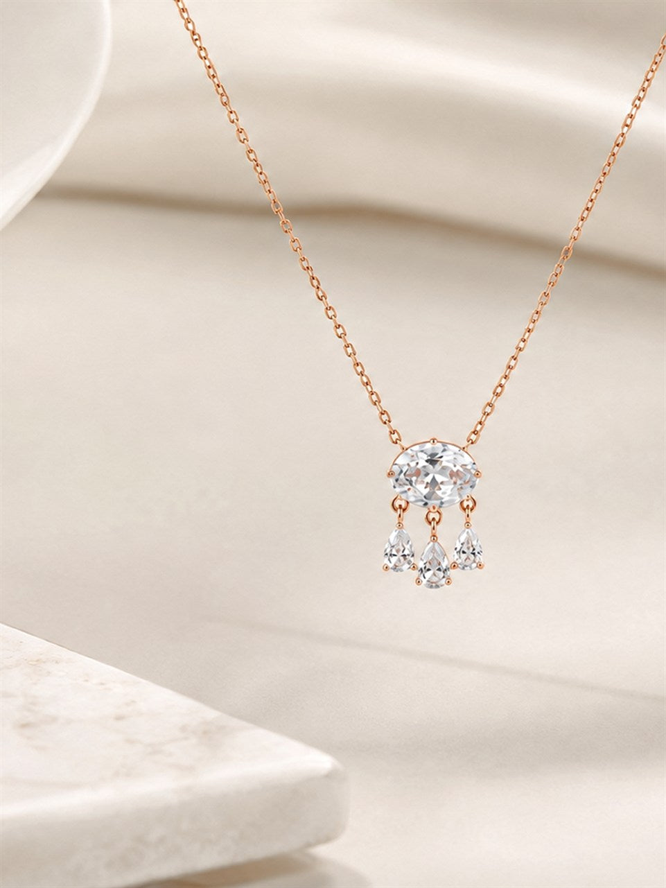 Rose Gold Emerald-Cut Pendant Necklace
