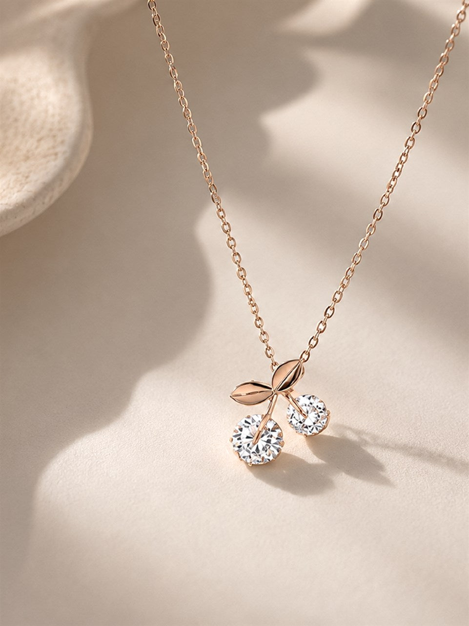 Rose Gold Cherry Blossom Drop Necklace