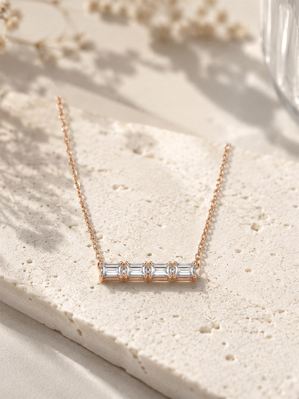 Rose Gold Triple Emerald-Cut Necklace