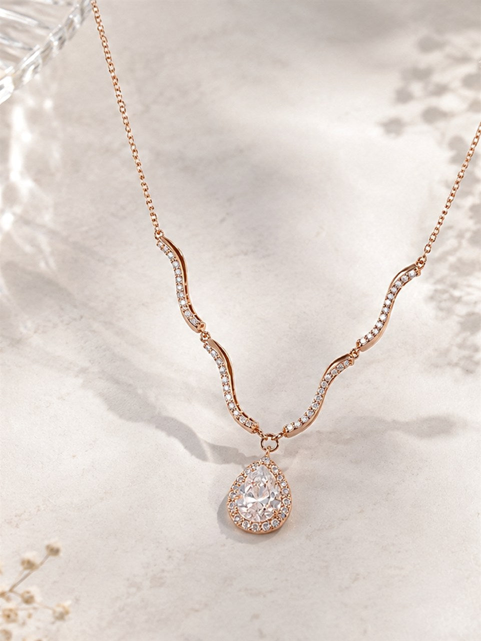 Rose Gold Teardrop Pendant Necklace