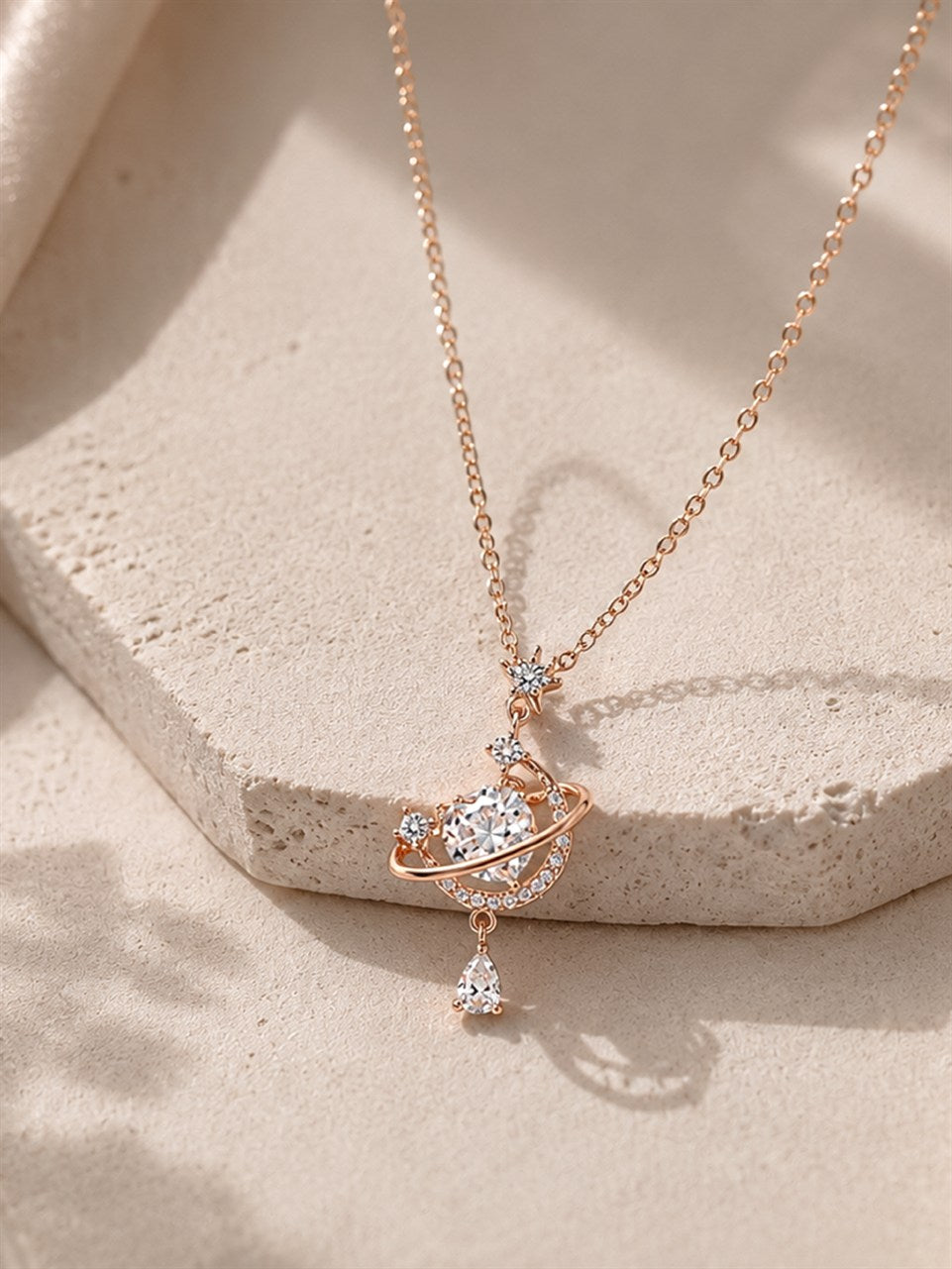 Rose Gold Planet Pendant Necklace