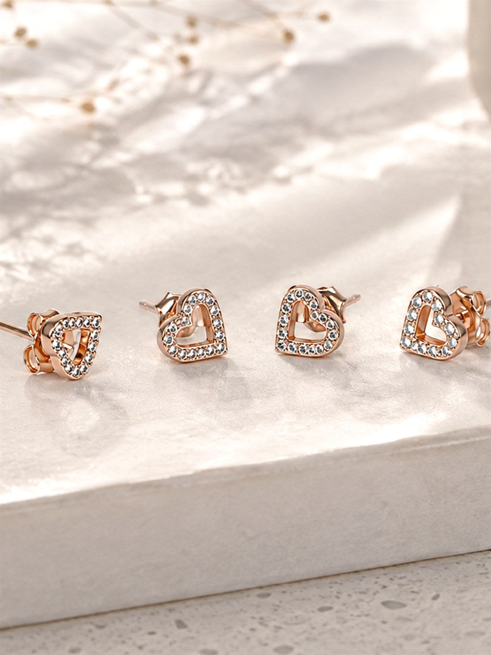 Rose Gold Heart Stud Earrings