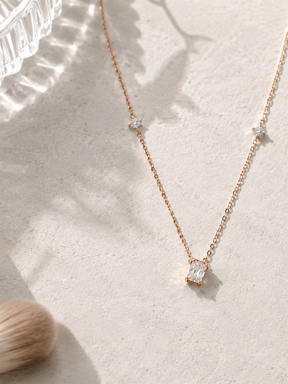 Rose Gold Kite-Shaped Crystal Necklace