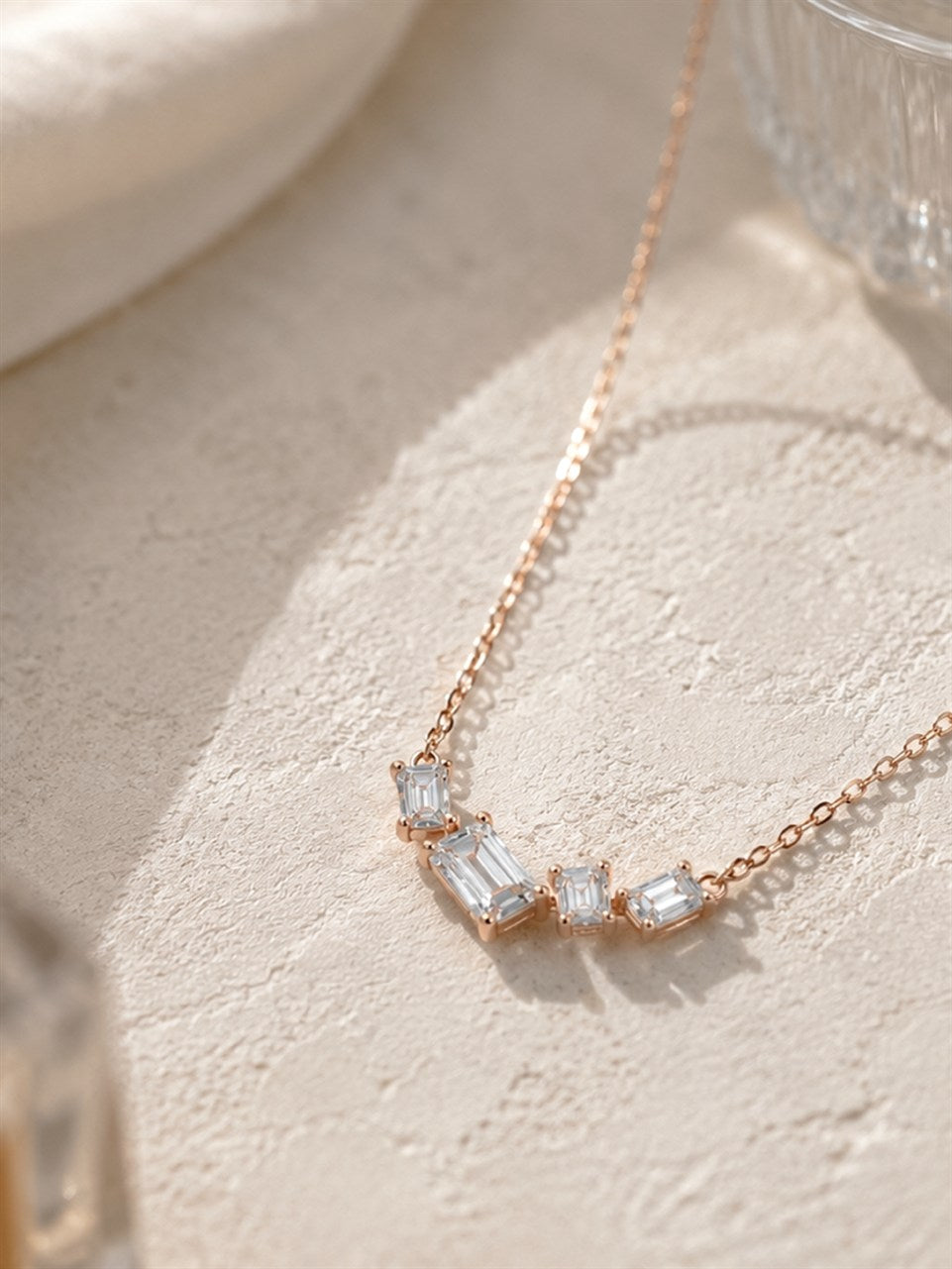 Rose Gold Curved Chevron Necklace