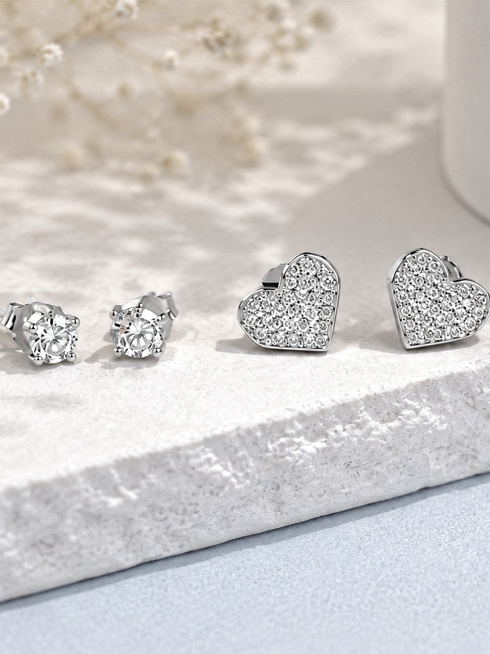 Silver Heart Stud Earrings