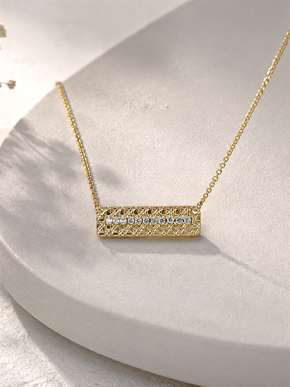 Gold Bar Pendant Necklace
