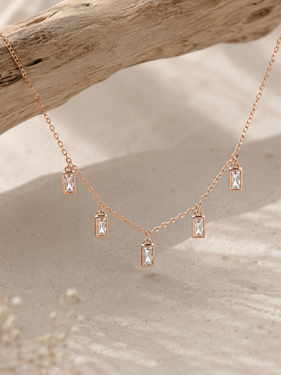 Rose Gold Dangling Charm Necklace