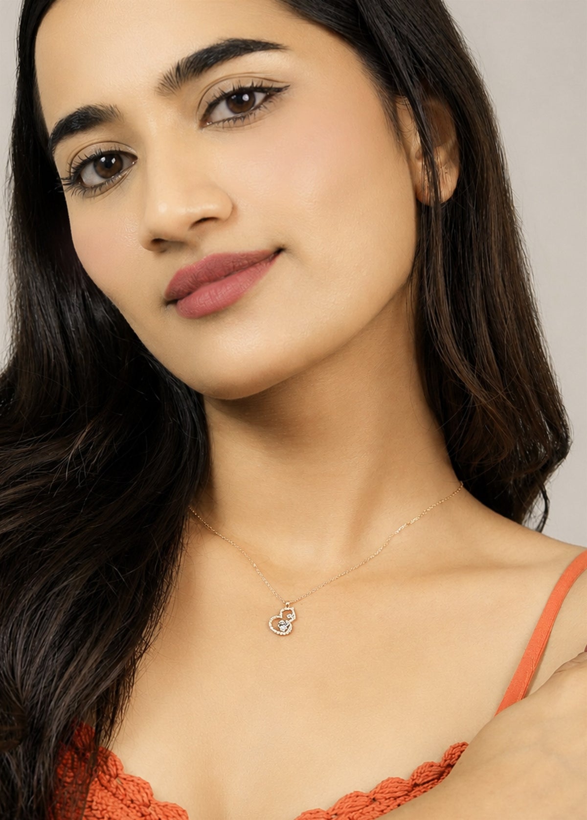 Rose Gold Heart and Moon Necklace