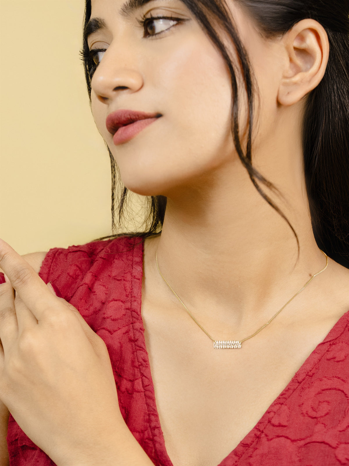 Gold Bar Pendant Necklace