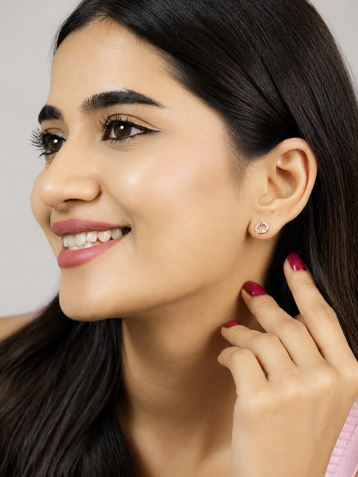 Rose Gold Floral Crystal Stud Earrings