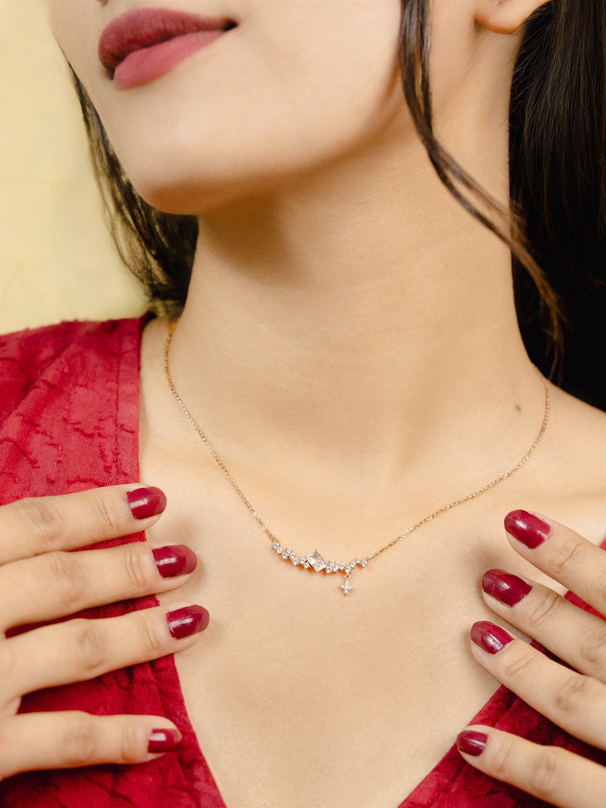Rose Gold Starburst Cluster Necklace