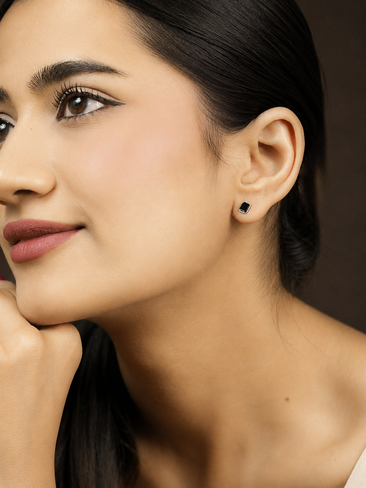 Silver Black Onyx Stud Earrings
