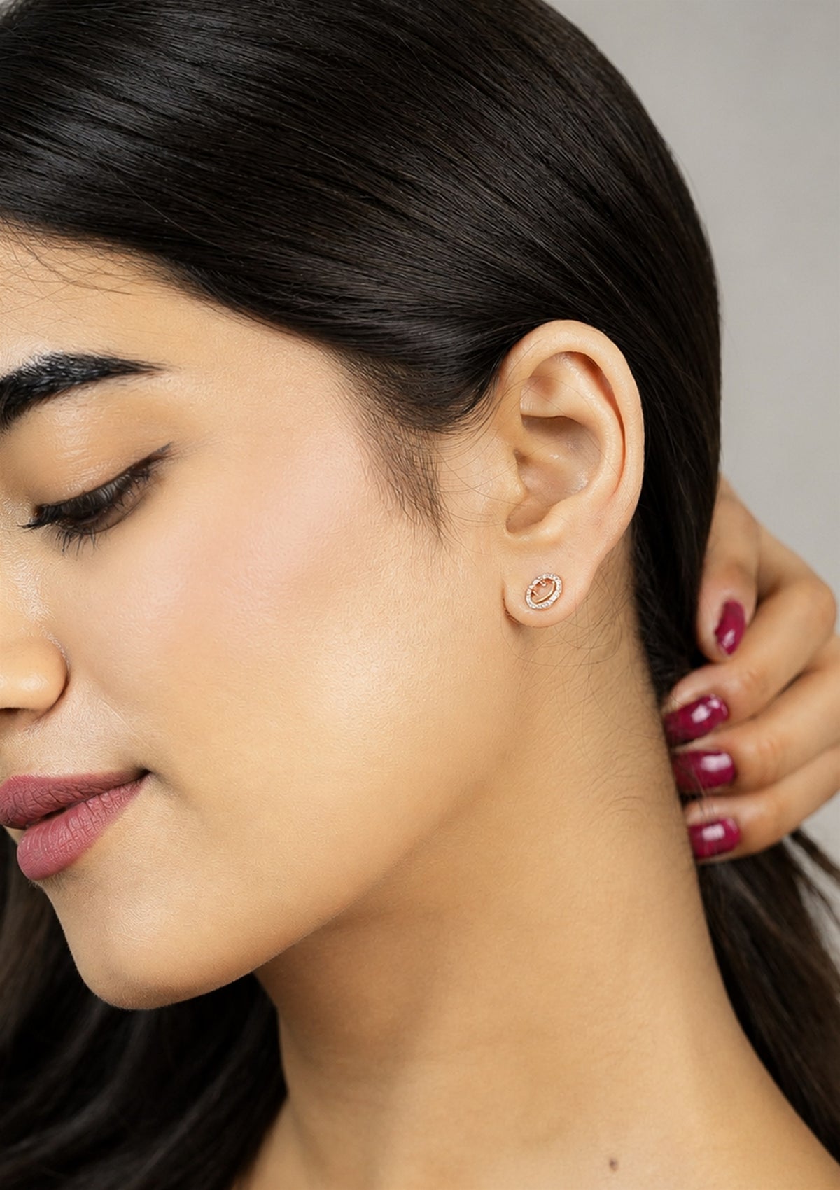 Rose Gold Smiley Face Stud Earrings