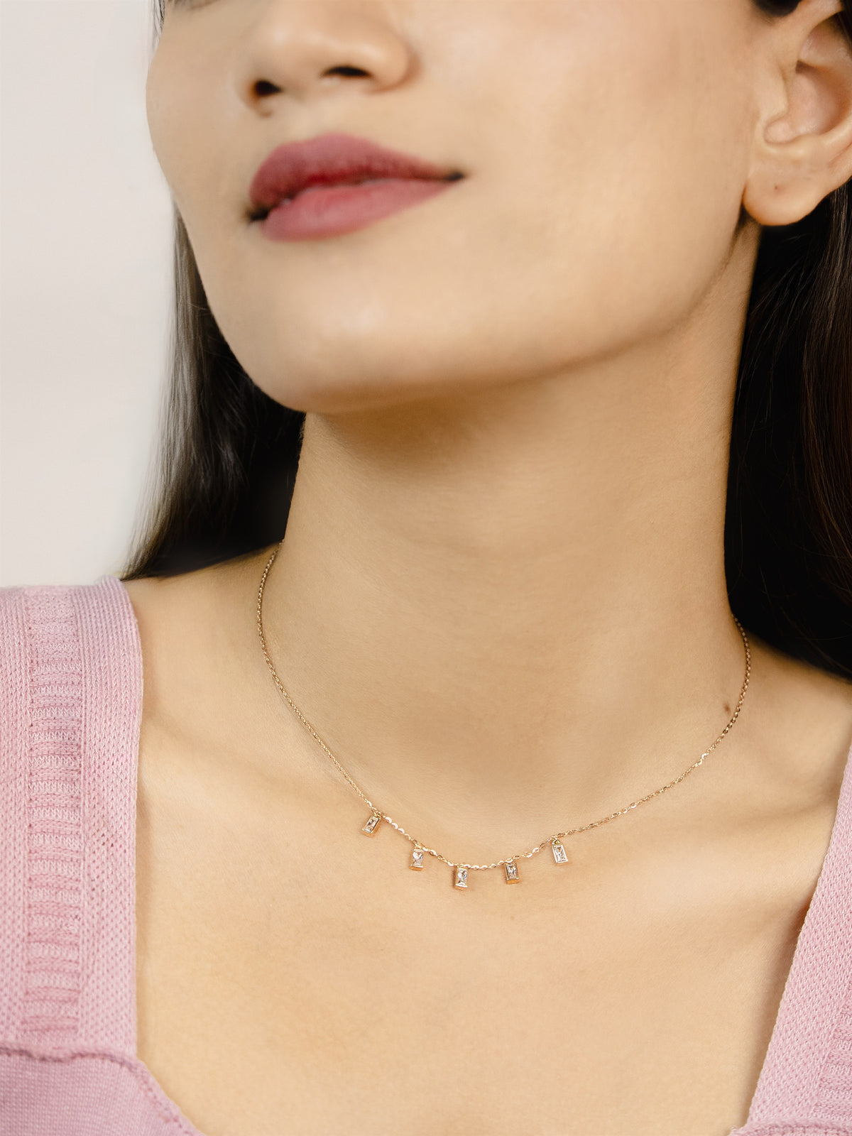 Rose Gold Dangling Charm Necklace