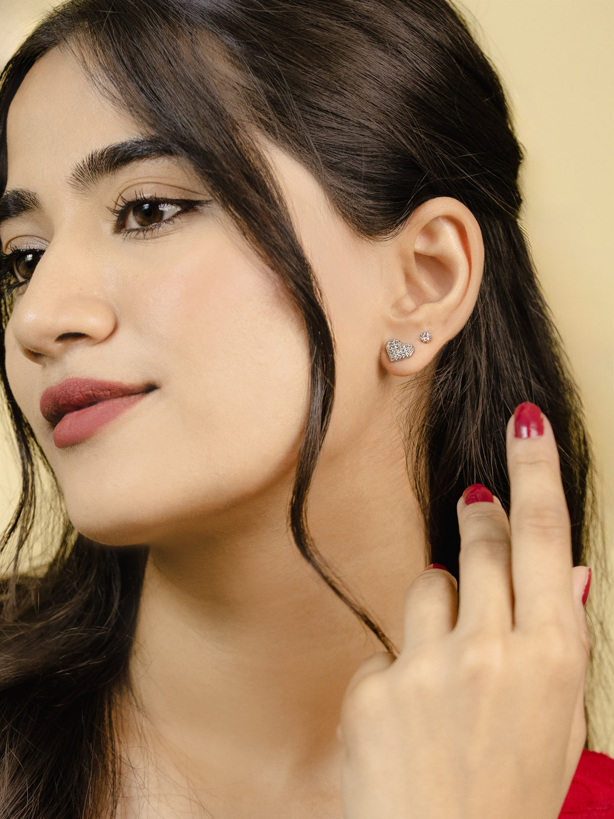 Silver Heart Stud Earrings