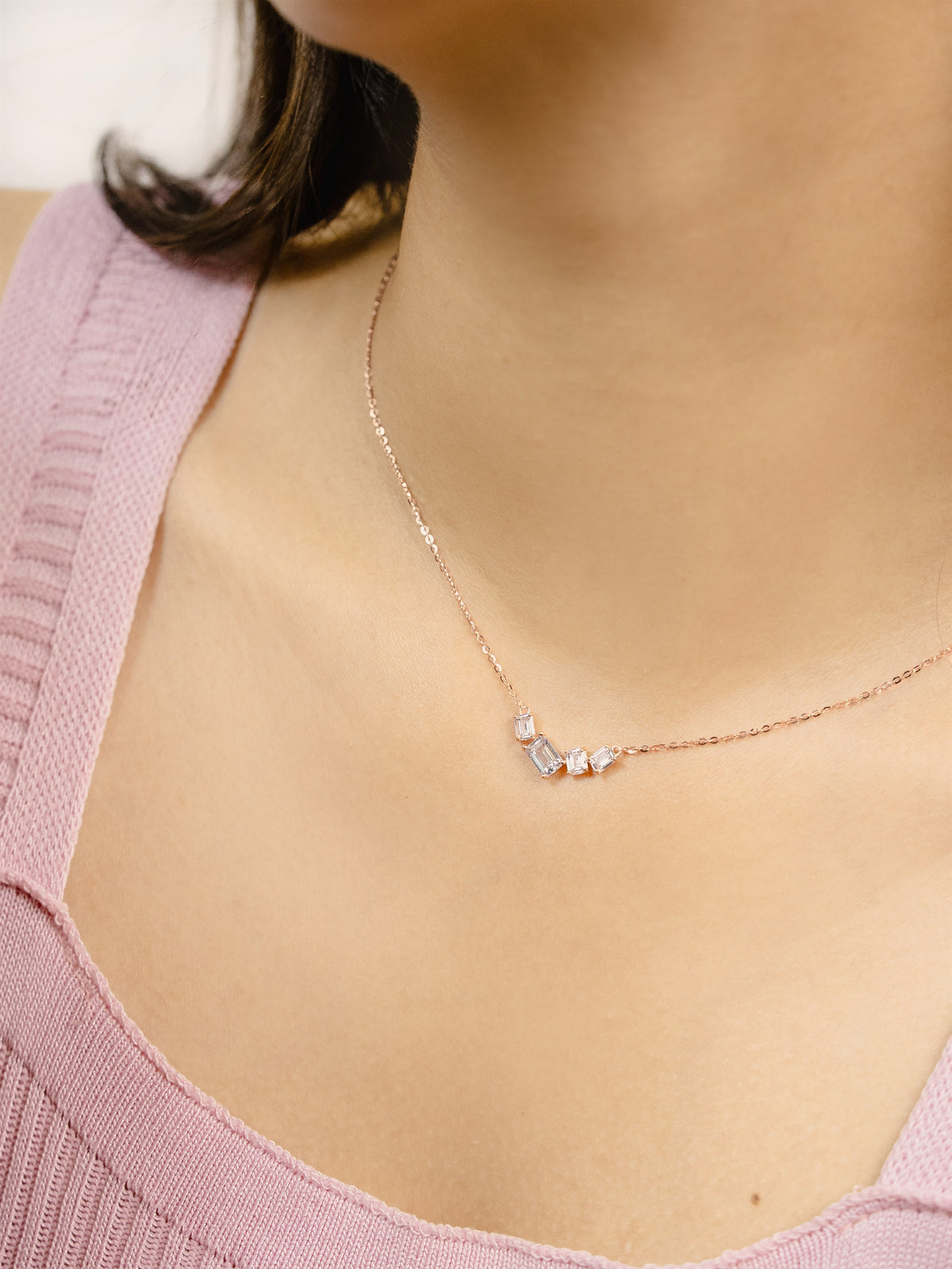 Rose Gold Curved Chevron Necklace