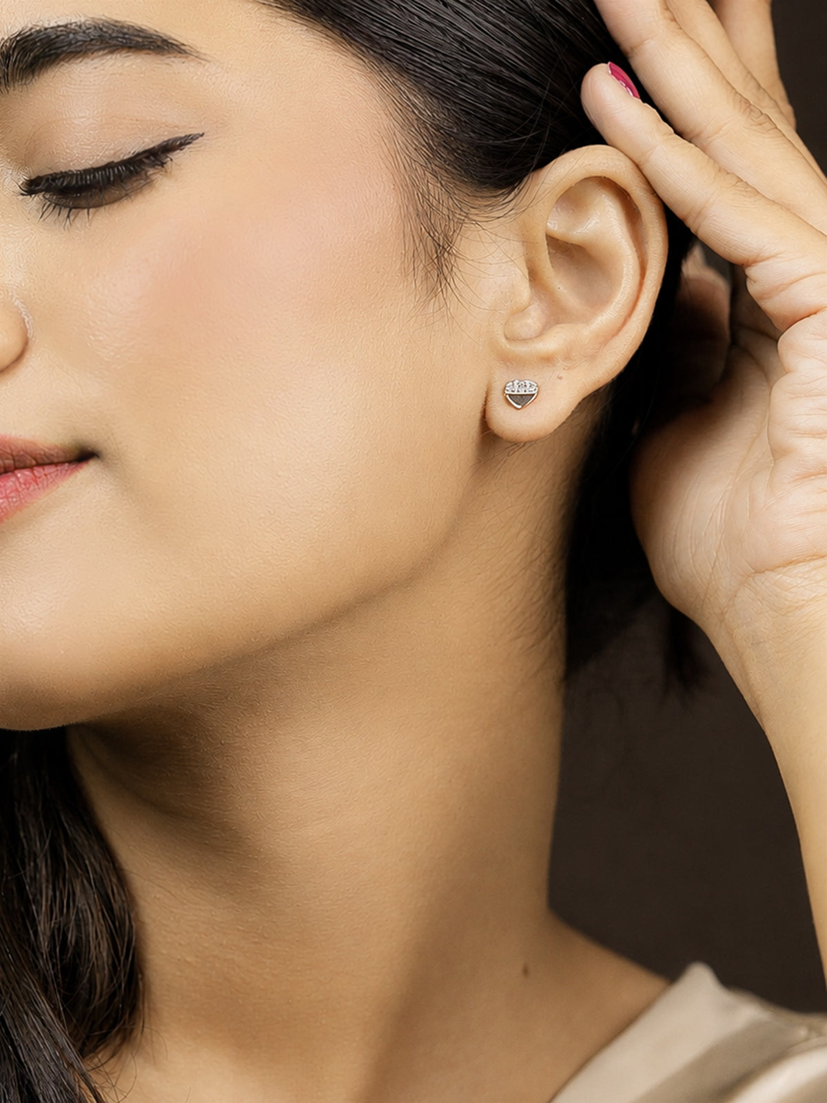 Rose Gold Triangle Stud Earrings