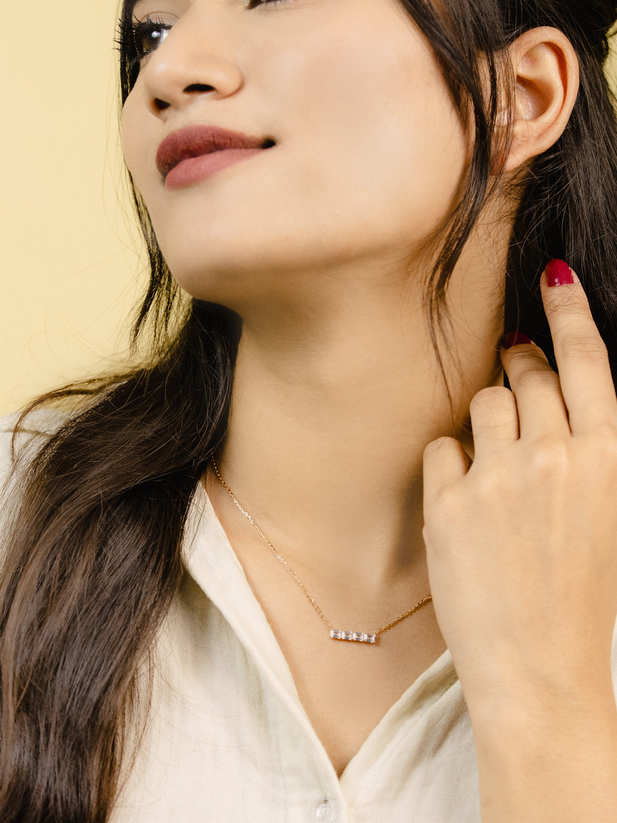 Rose Gold Triple Emerald-Cut Necklace