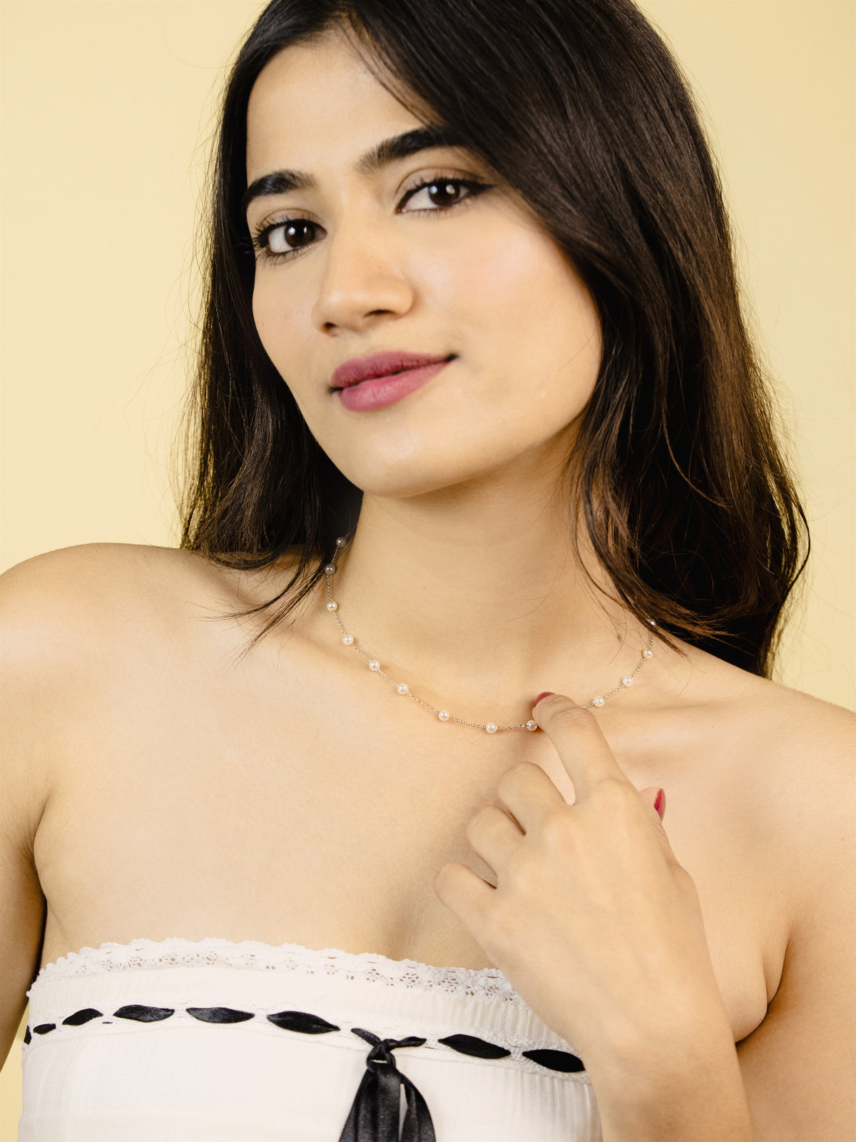 Silver Beaded Chain Necklace