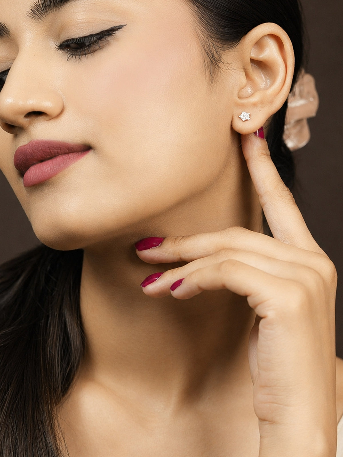 Sliver Moonstone Stud Earrings