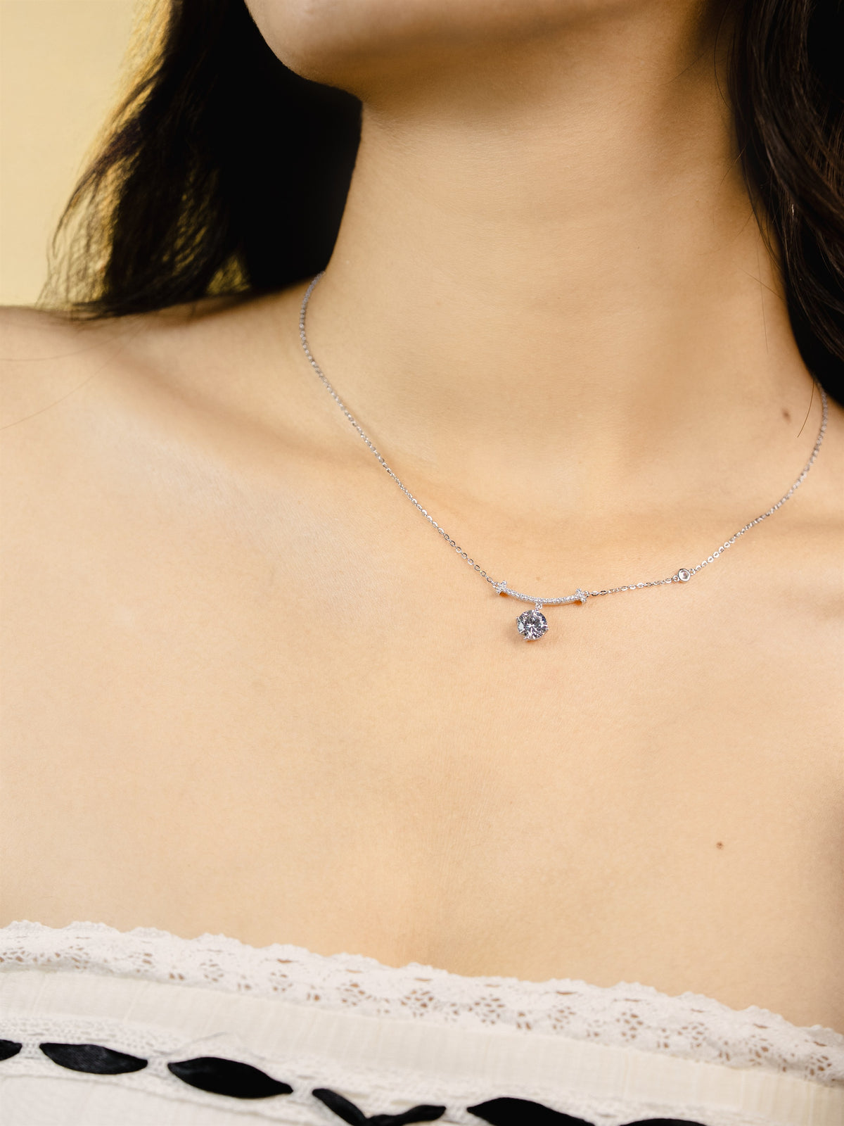 Silver Solitaire Pendant Necklace