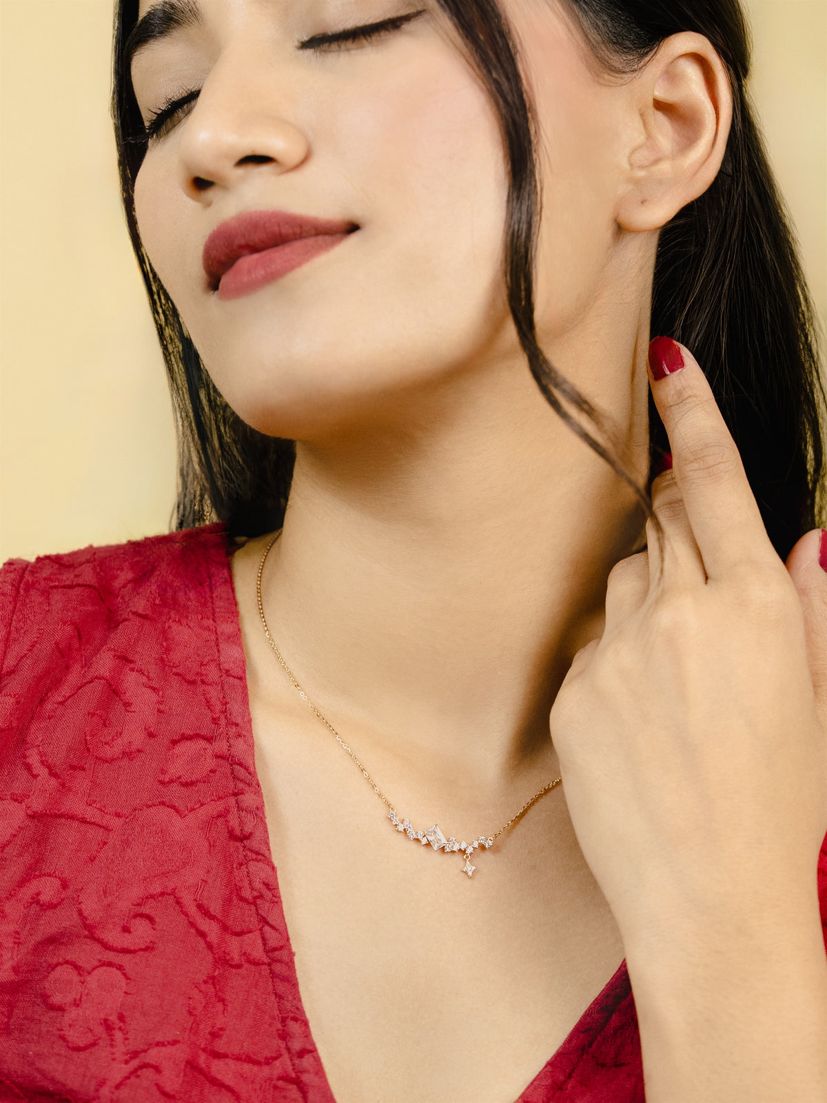 Rose Gold Starburst Cluster Necklace