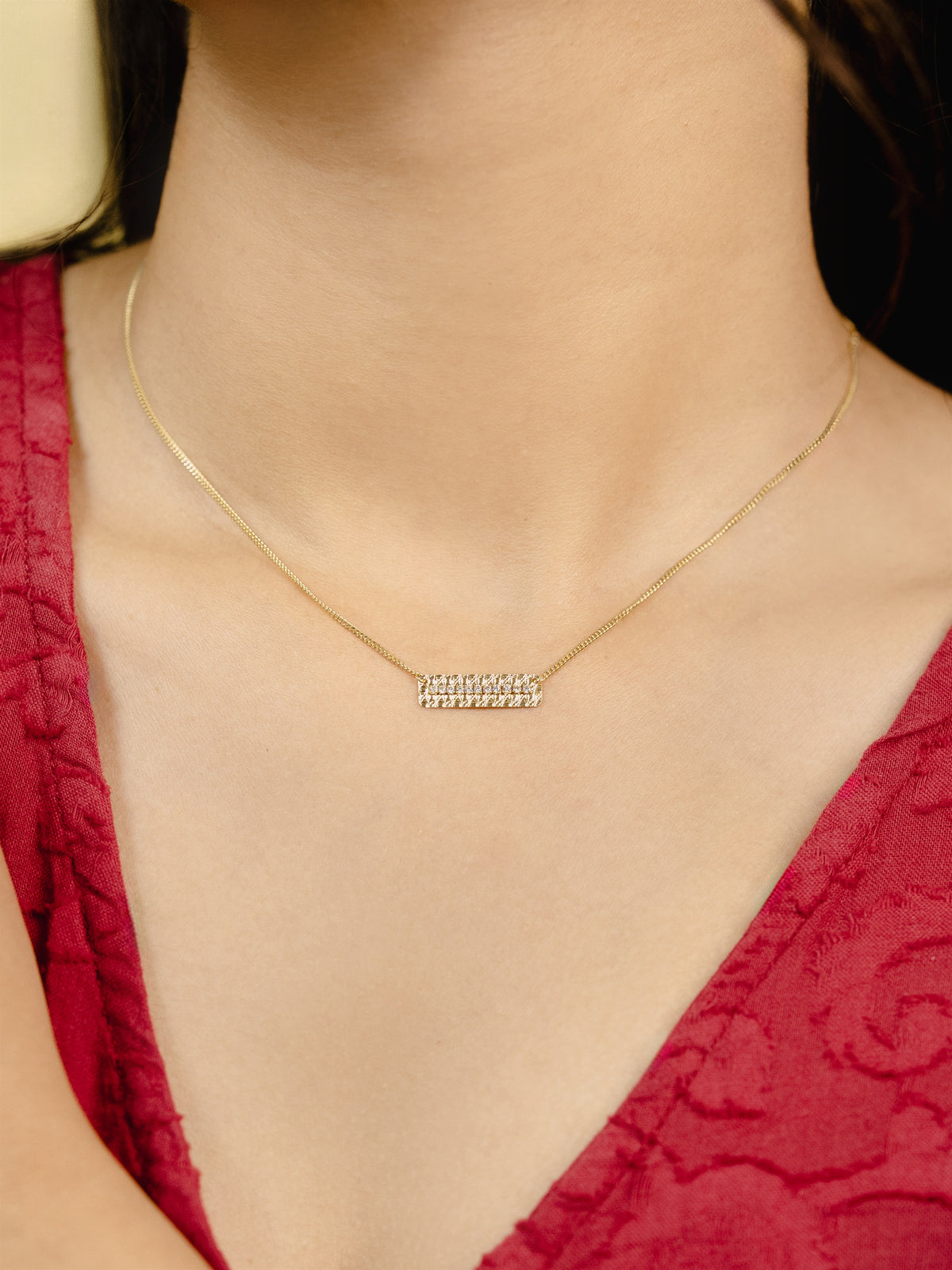 Gold Bar Pendant Necklace