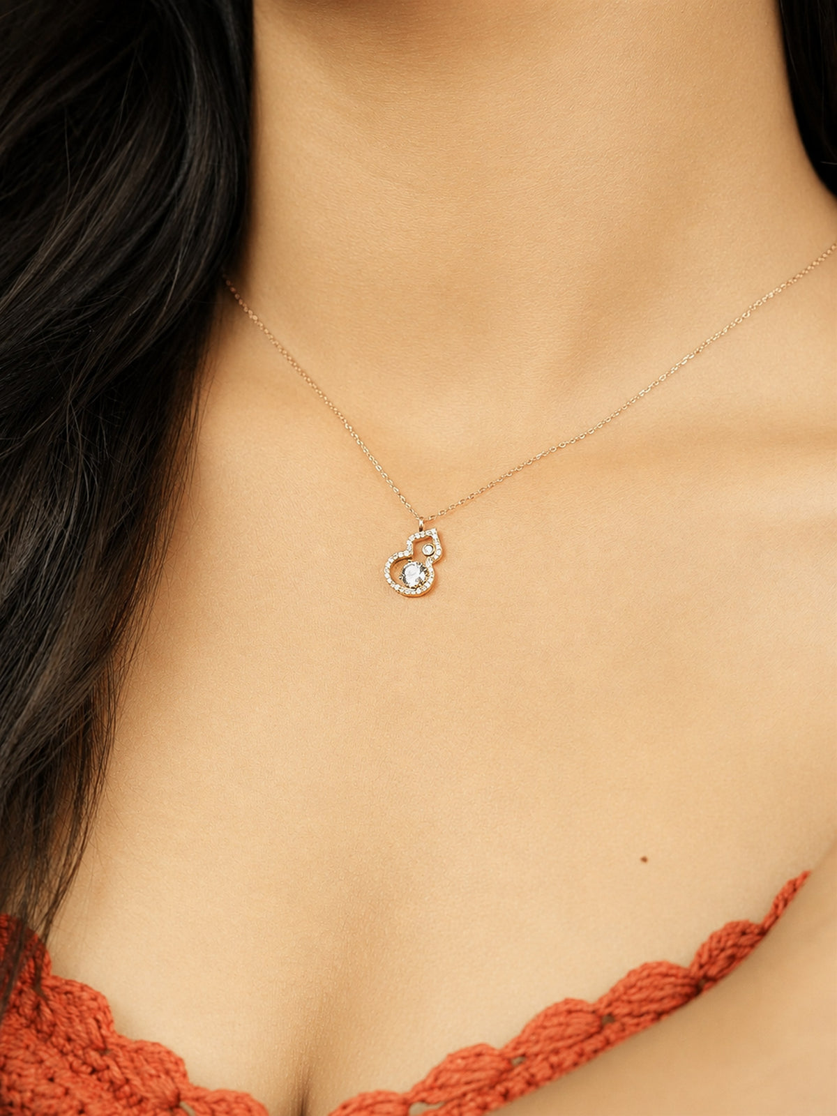 Rose Gold Heart and Moon Necklace