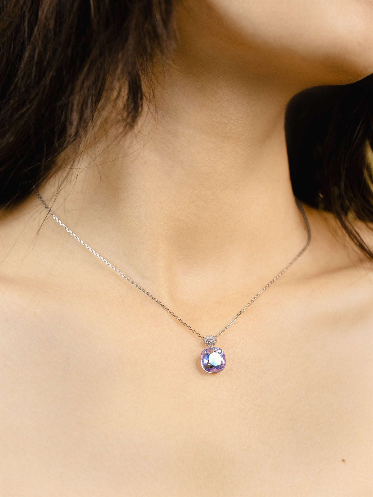 Silver Solitaire Pendant Necklace