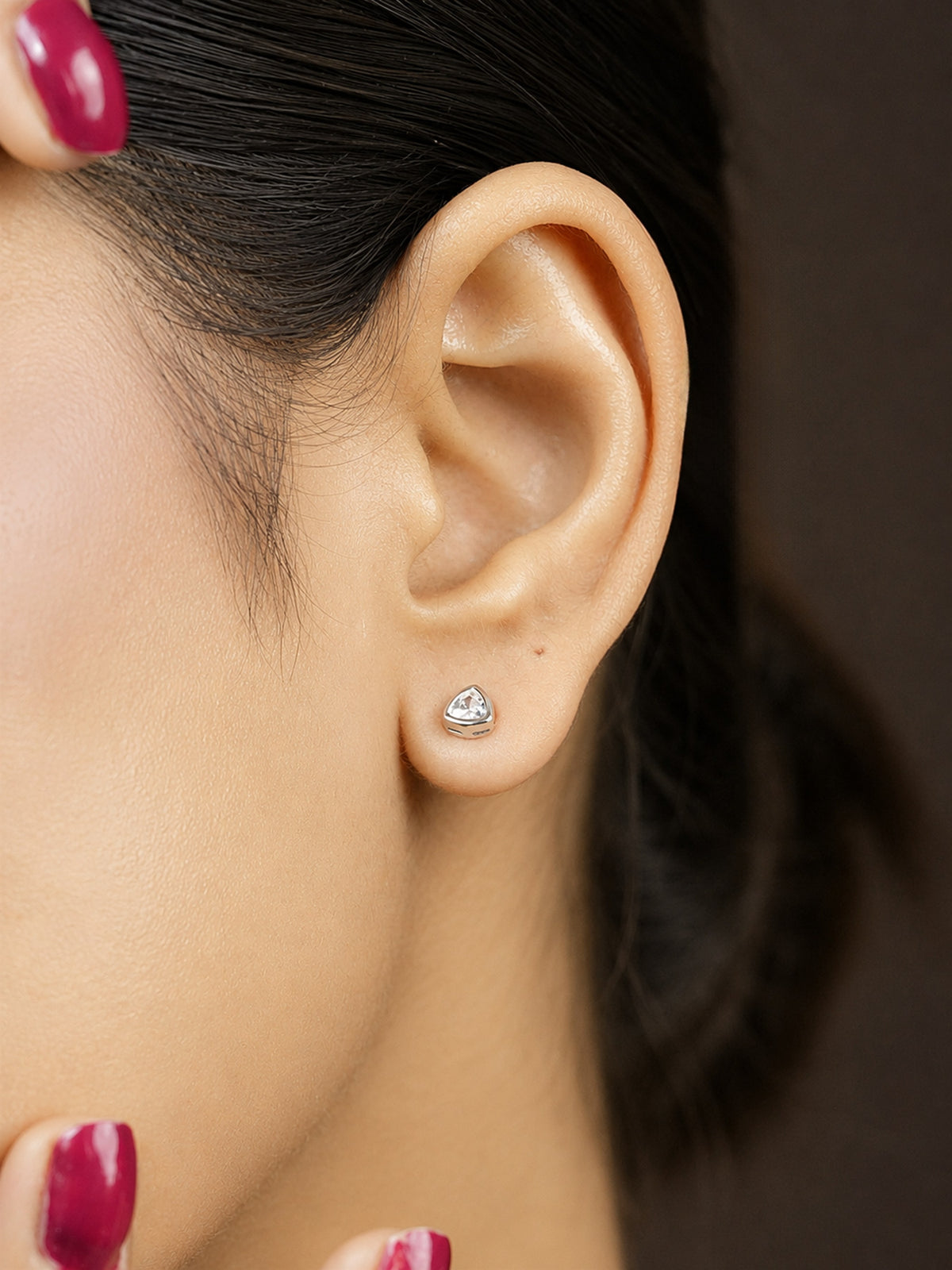 Silver Solitaire Stud Earrings
