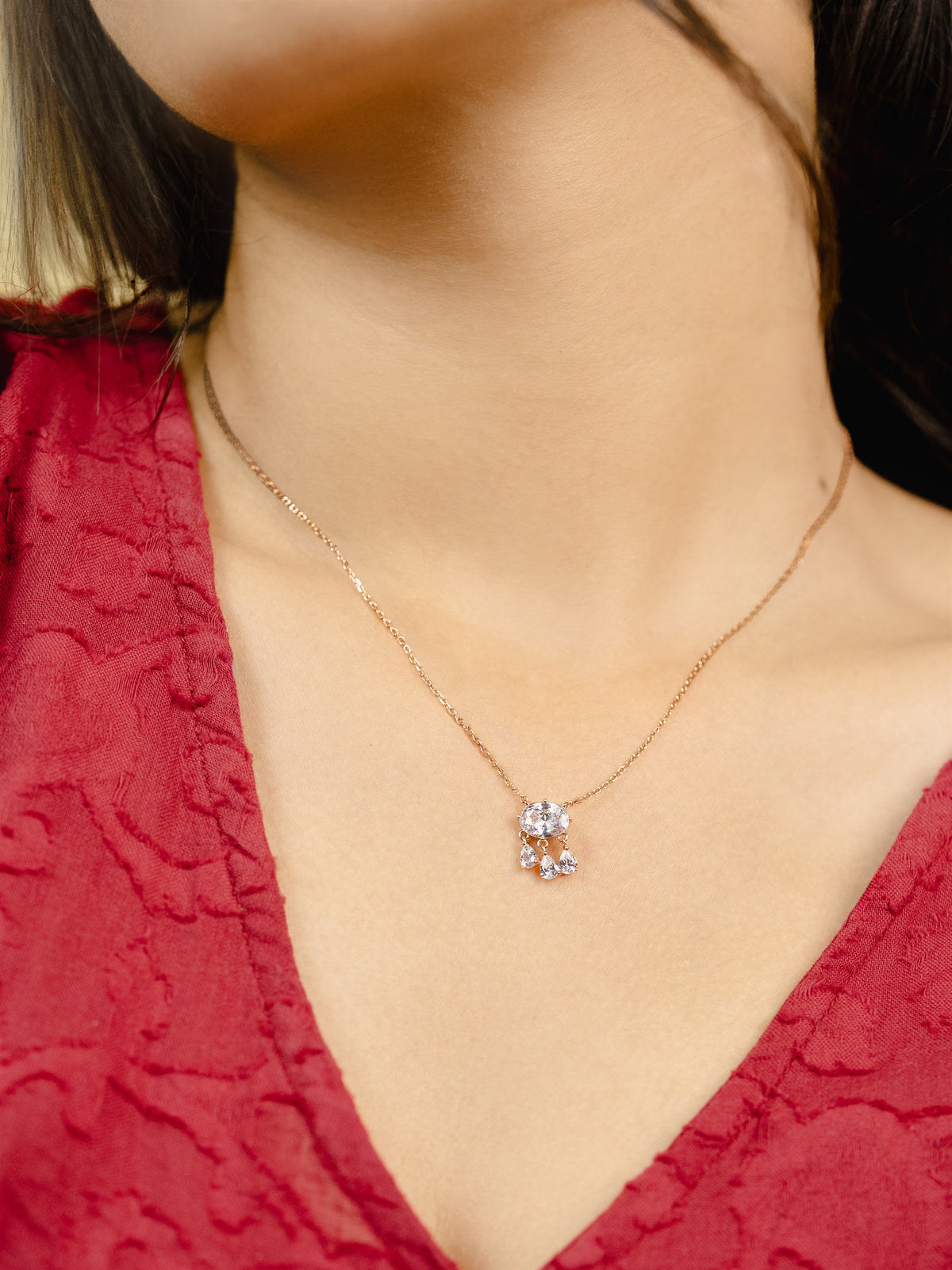 Rose Gold Emerald-Cut Pendant Necklace