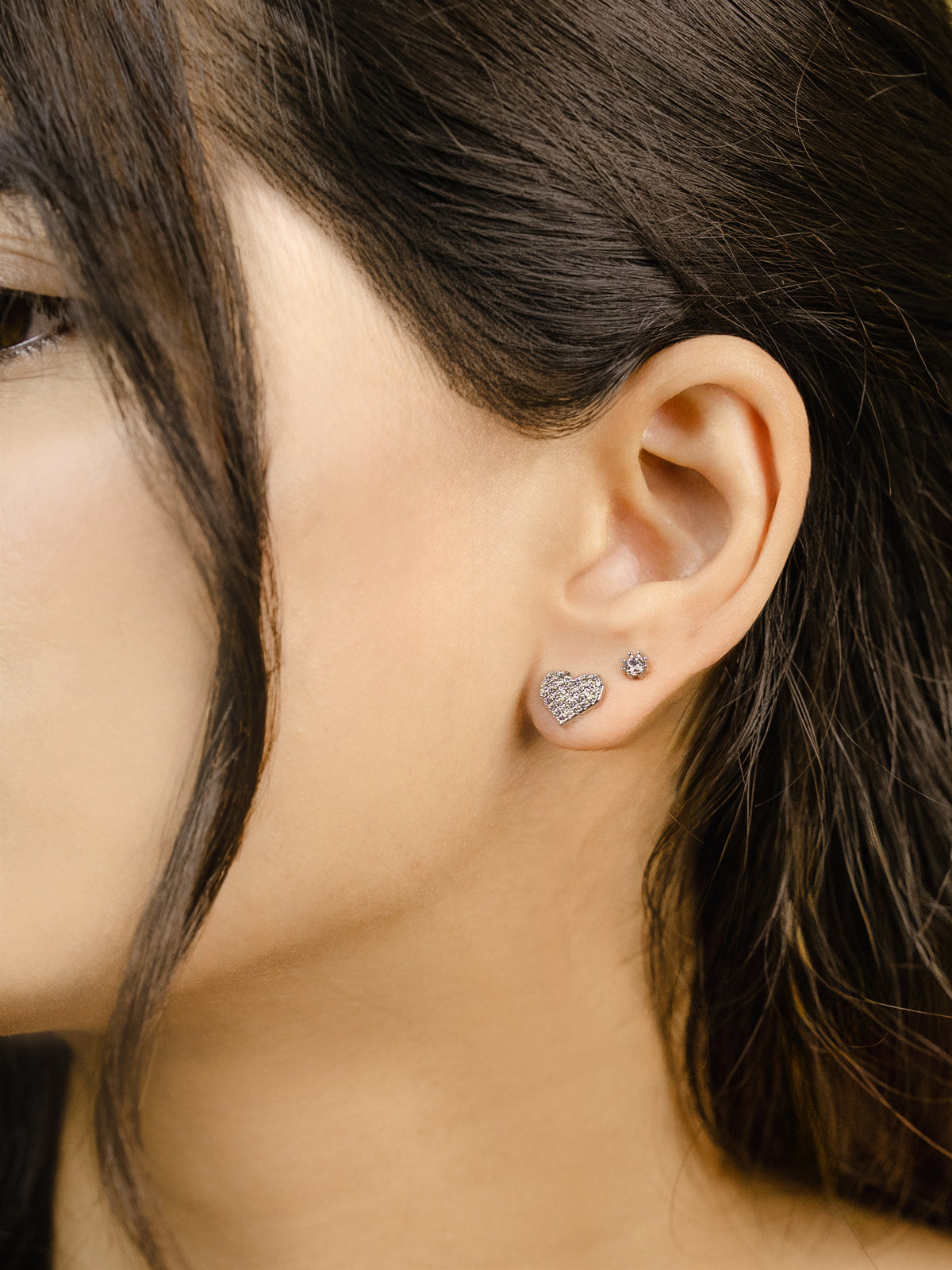 Silver Heart Stud Earrings