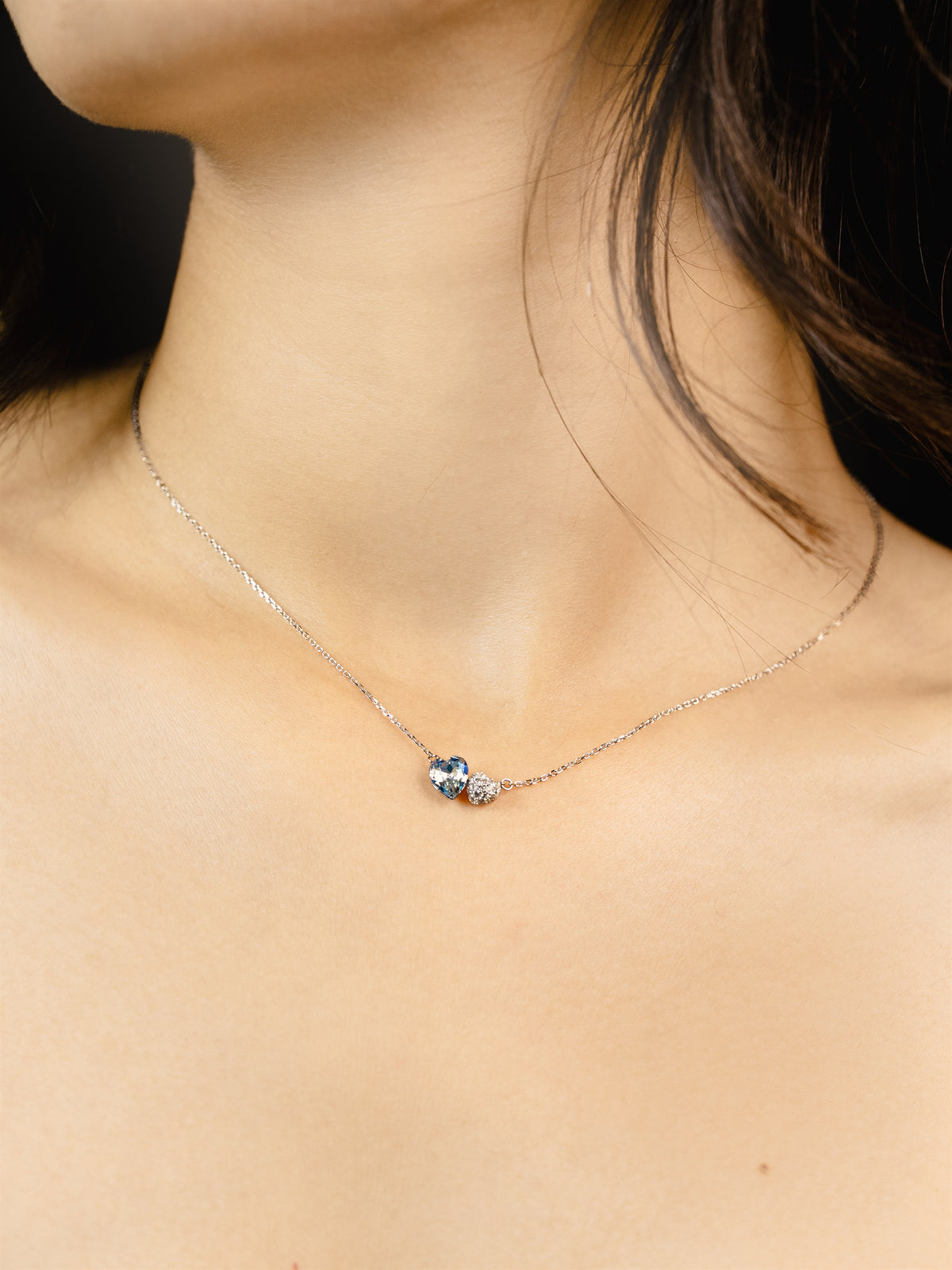 Silver Blue Heart Pendant Necklace