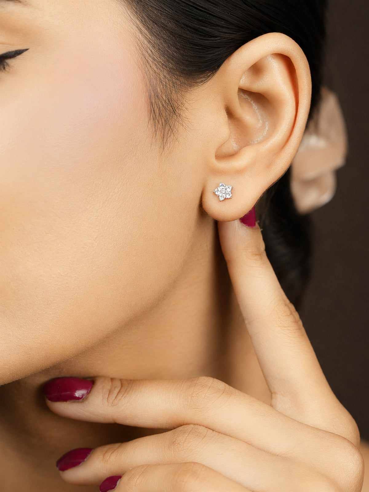 Sliver Moonstone Stud Earrings
