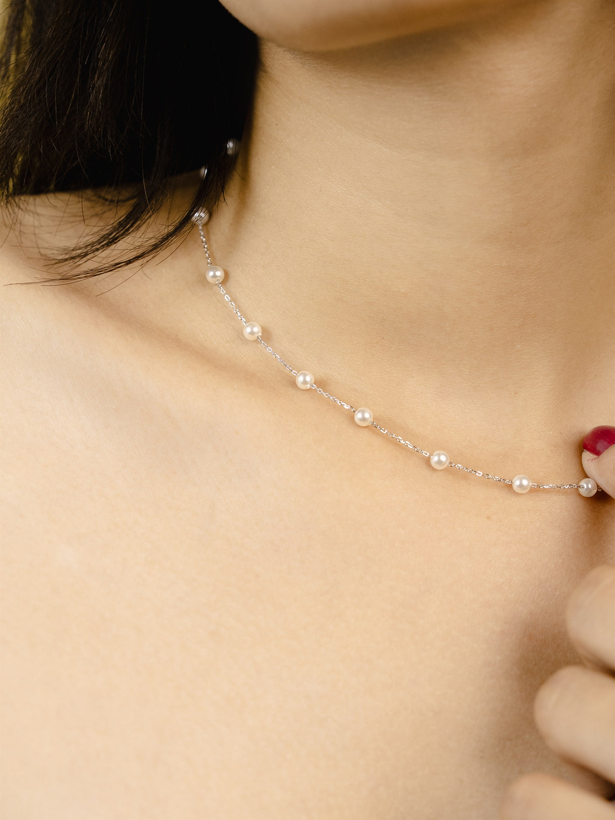 Silver Beaded Chain Necklace