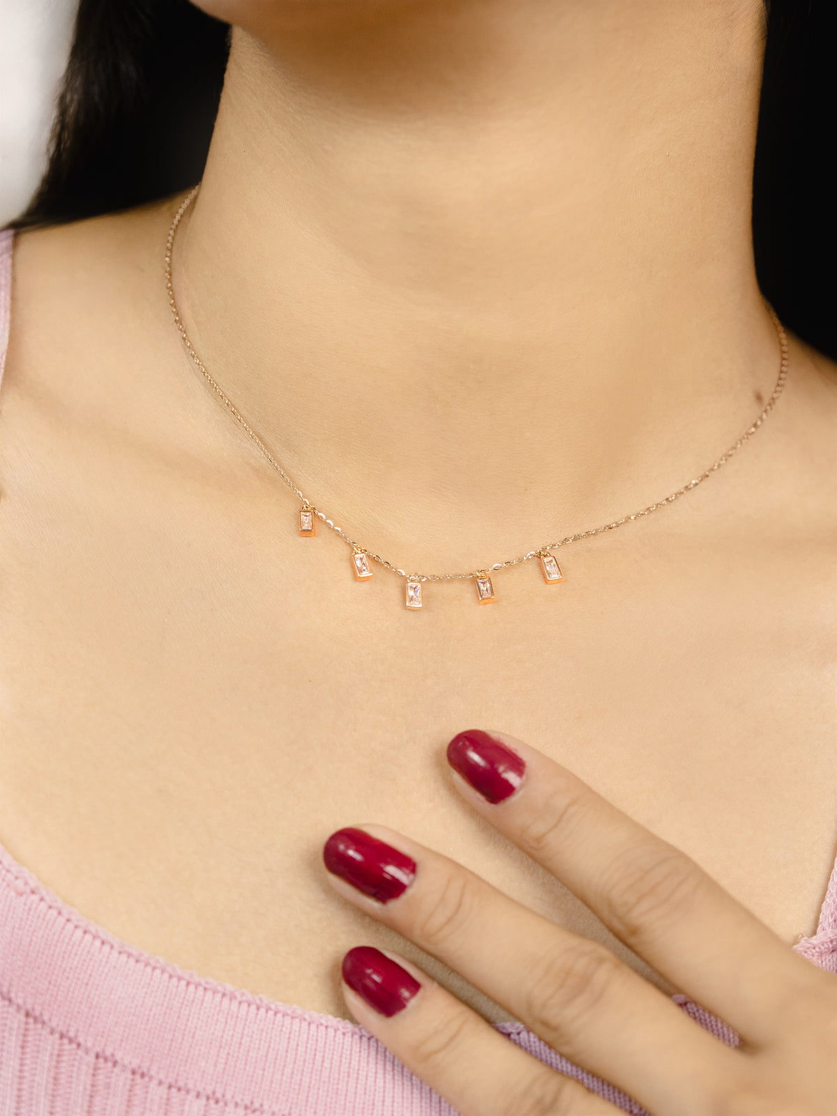 Rose Gold Dangling Charm Necklace