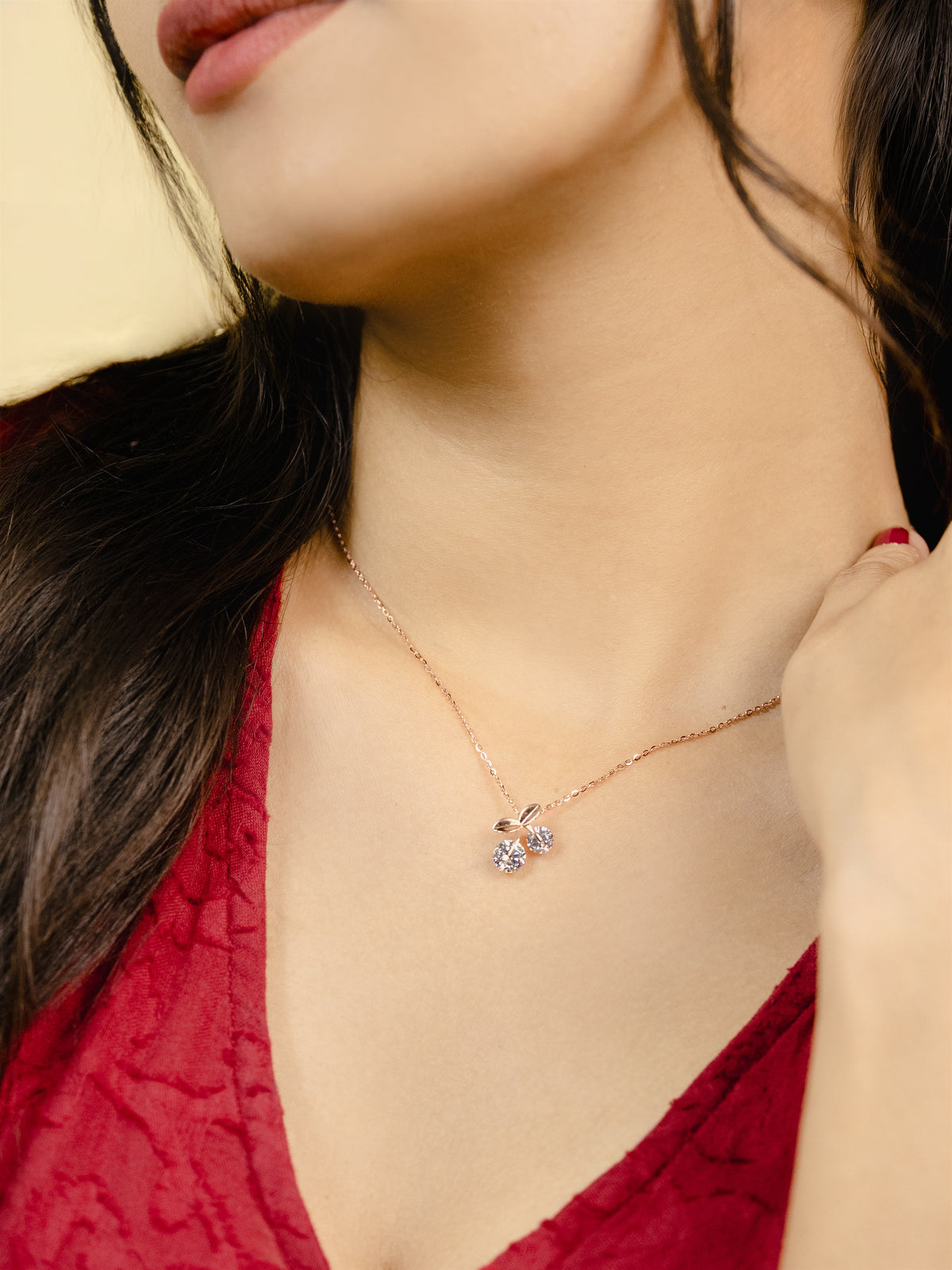 Rose Gold Cherry Blossom Drop Necklace