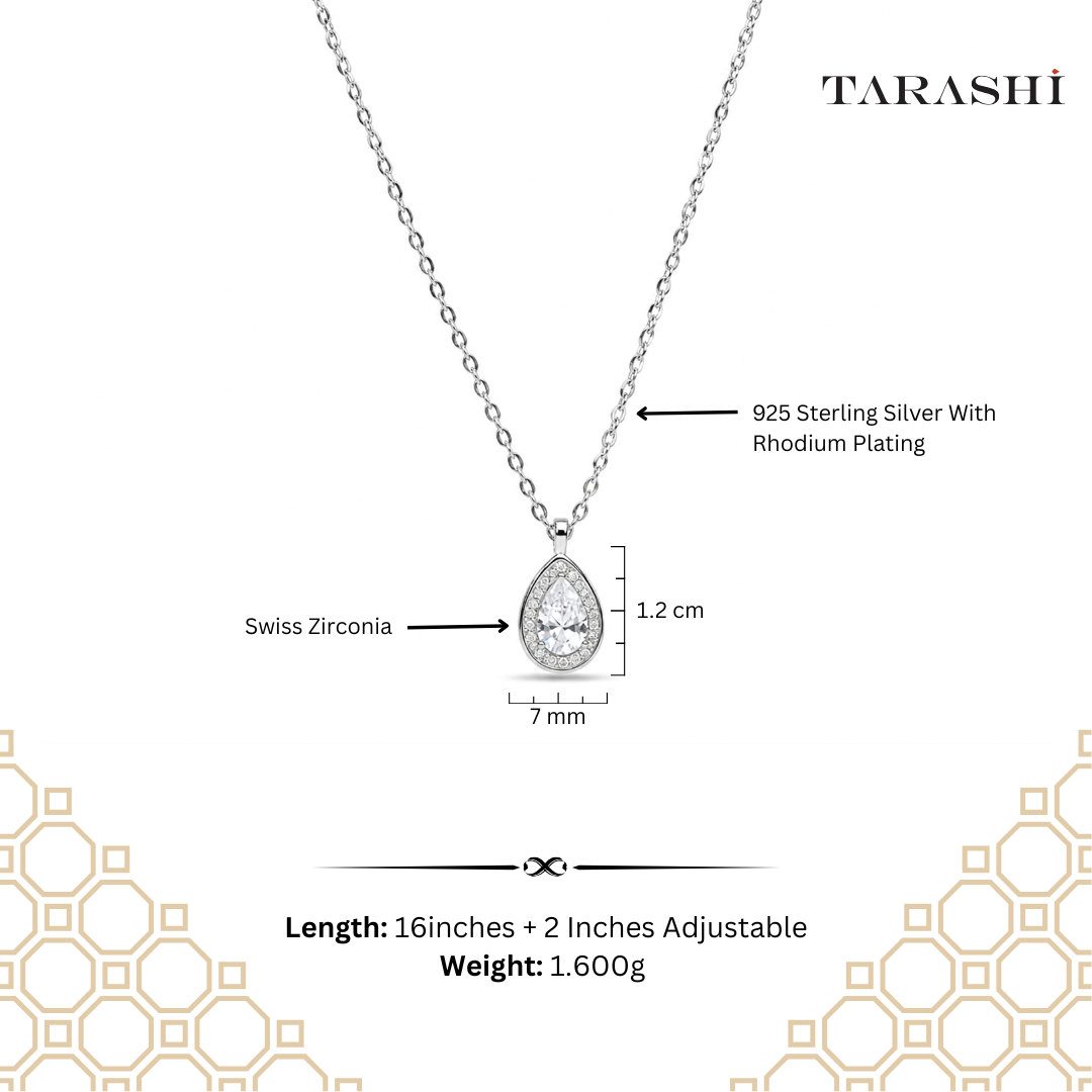 Pear Halo Pendant Necklace