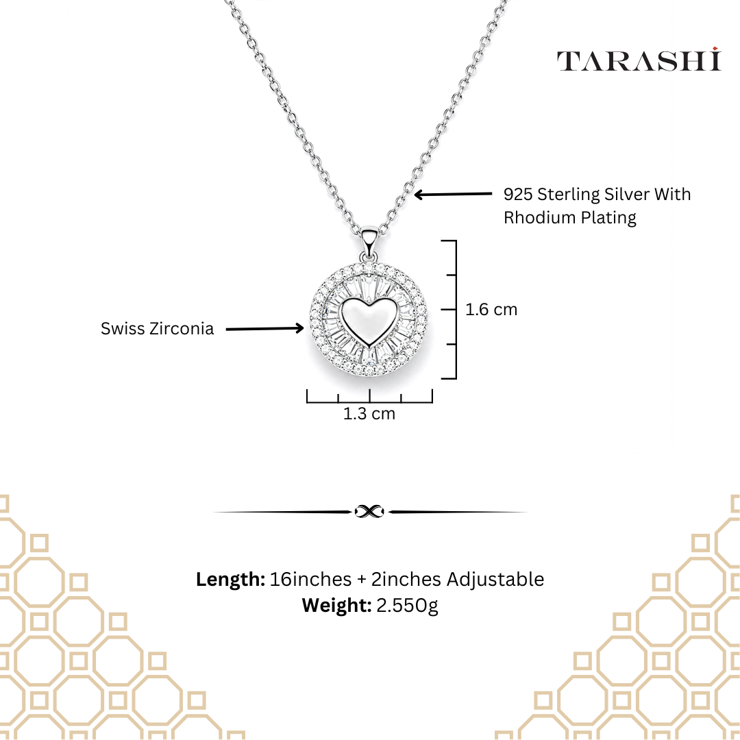 Heart Halo Baguette Pendant Necklace