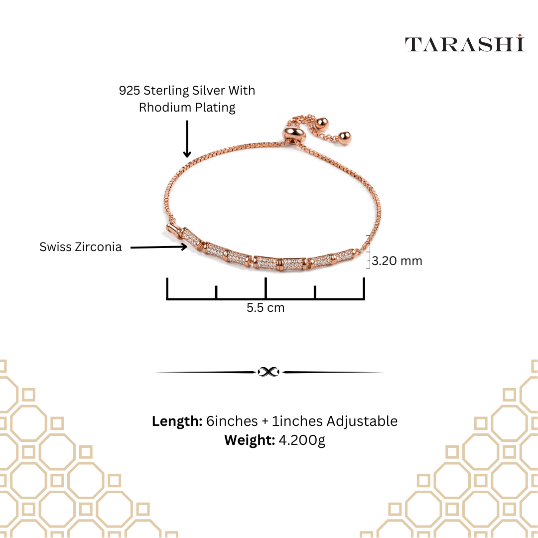 Rose Gold Pavé Cylinder Station Bracelet