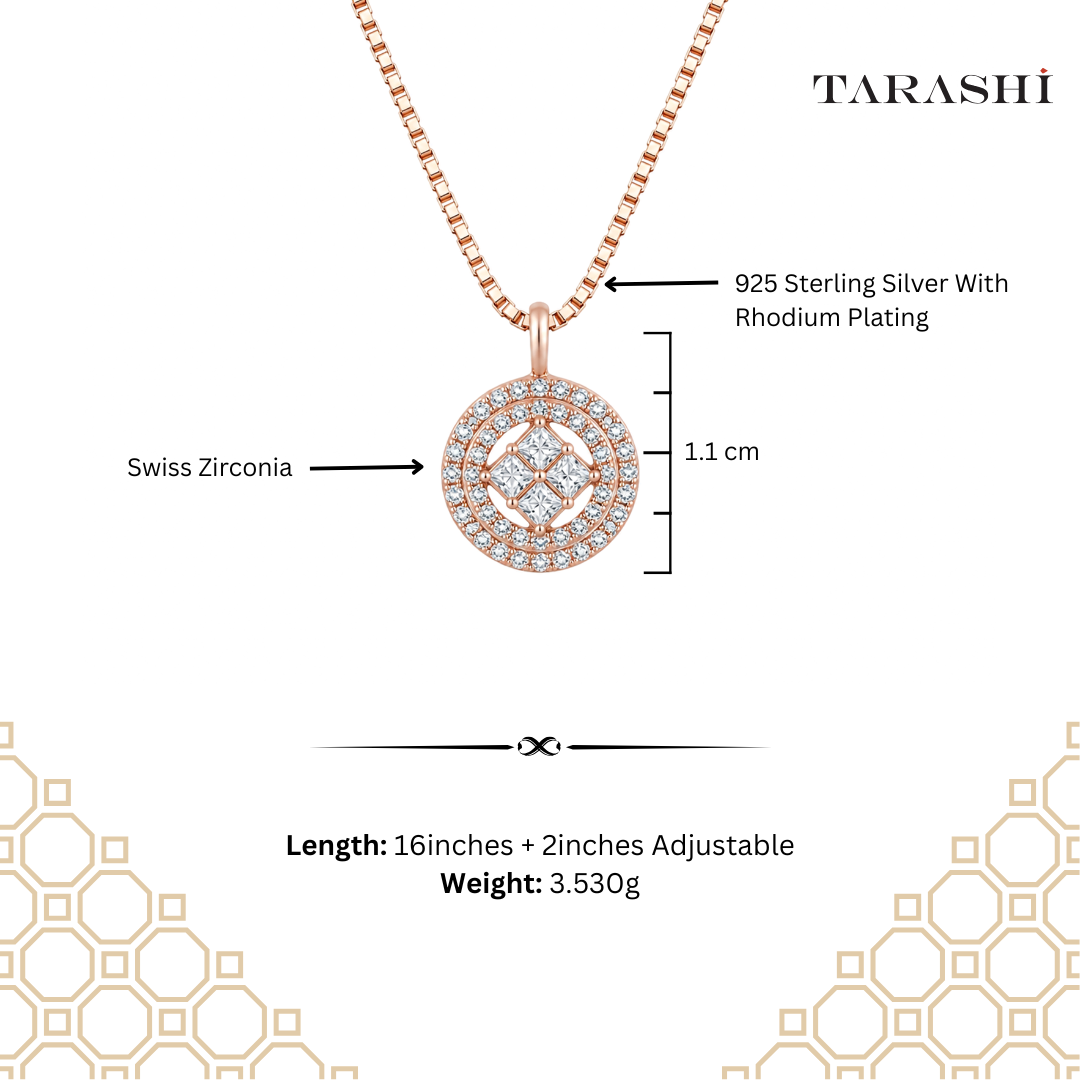 Rose Gold Double Halo Medallion Necklace