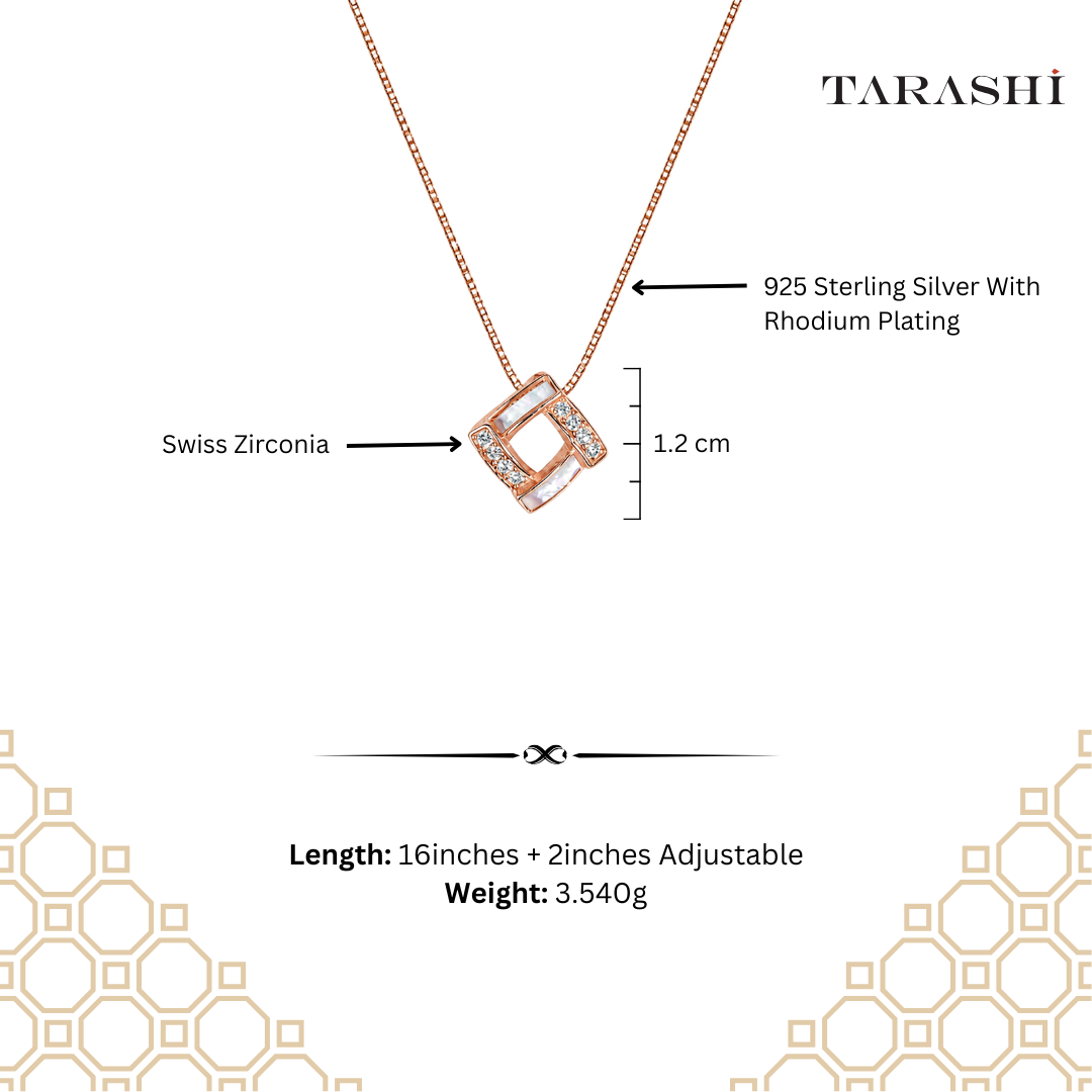 Rose Gold Open Square Crystal Necklace